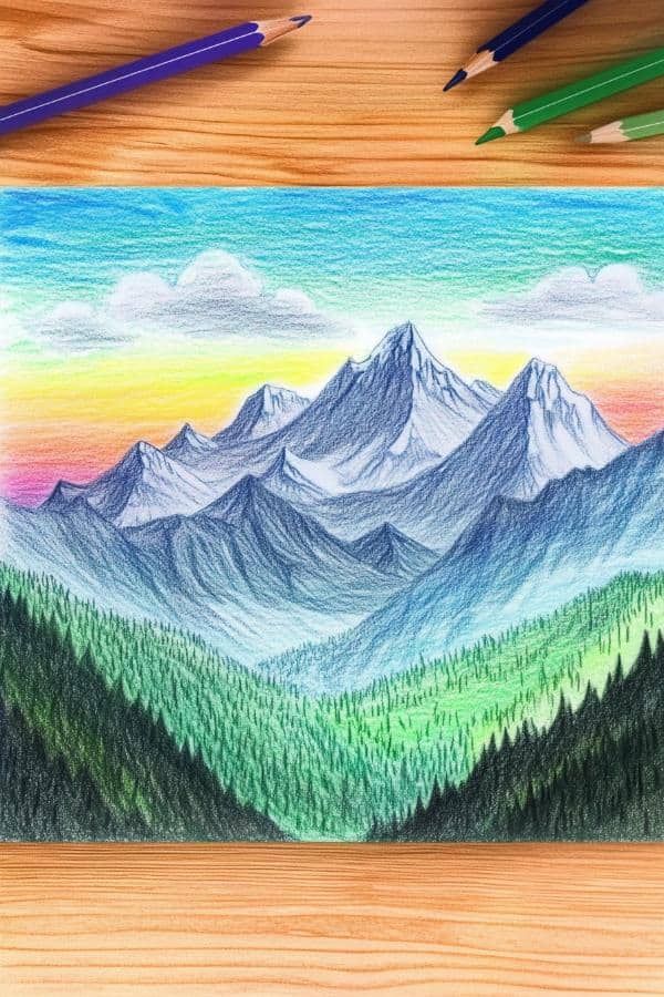 30 Colored Pencil Drawing Mountain Ideas for Stunning Landscape Art